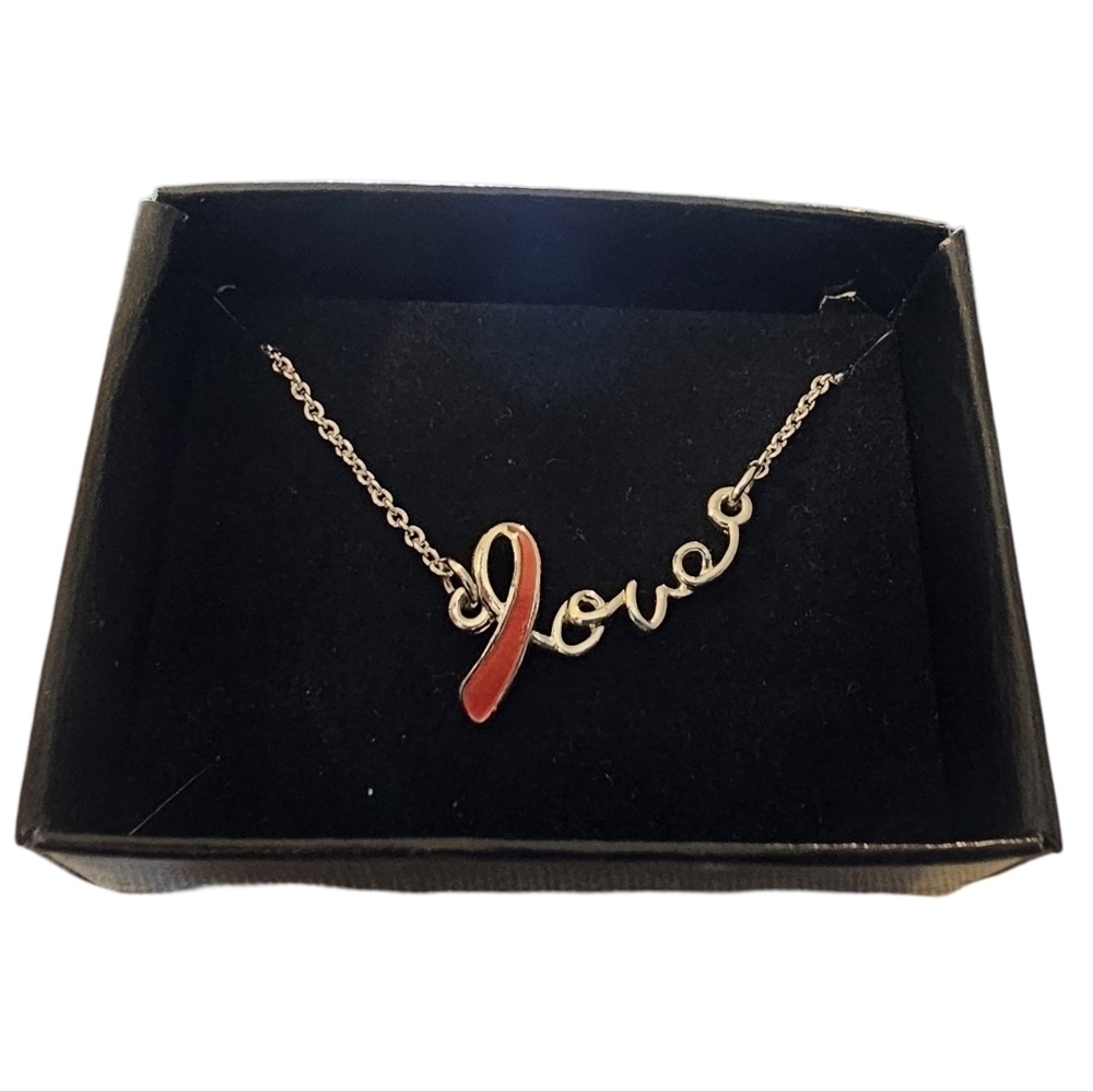 AVON Signed Pink Love Ribbon Breast Cancer Awareness Necklace